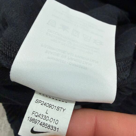 Nike Club Knit Jogger Sweatpants Men's Large Black Causal Cuffed FQ4330-010 - Picture 6 of 10